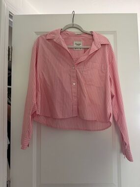 Abercrombie & Fitch Pink Striped Button-Down Shirt